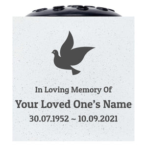 Personalised Engraved In Loving Memory Dove of Peace Grave Memorial Flower Pot Vase