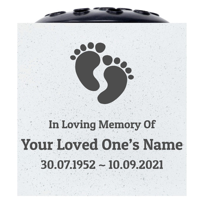 Personalised Engraved In Loving Memory Footprints Grave Memorial Flower Pot Vase