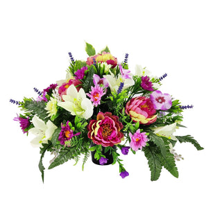 Bryony Pink Peony White Lily Artificial Flower Memorial Arrangement