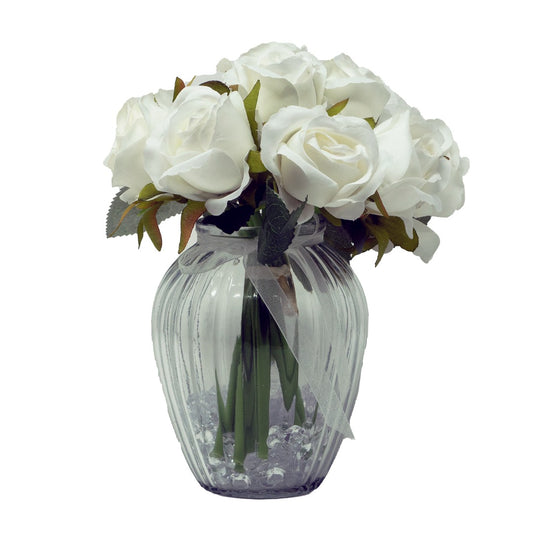 White Bud Rose Graveside Memorial Flower Arrangement