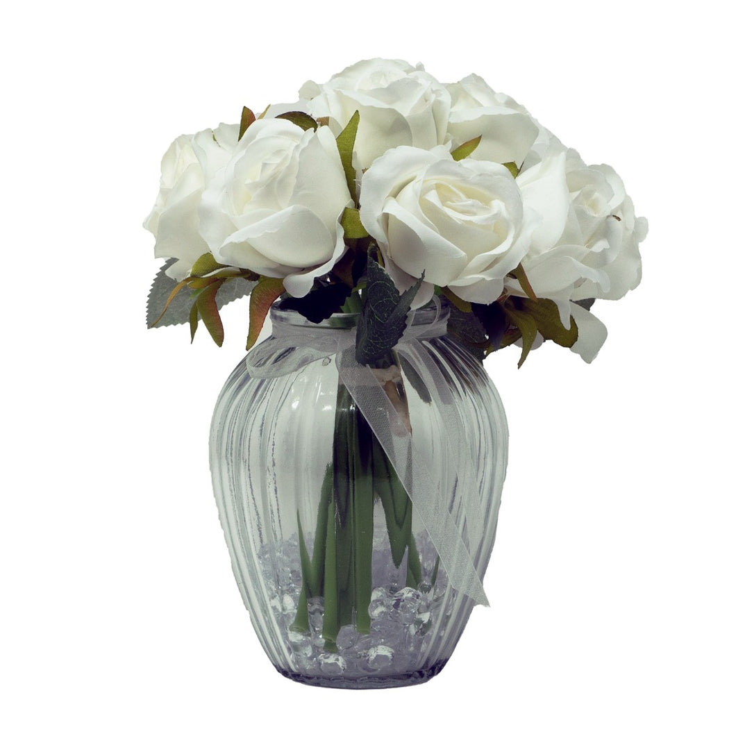 White Bud Rose Artificial Flower Arrangement