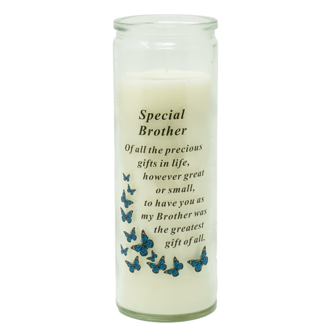 Special Brother Memorial Wax Candle With Verse Graveside Grave Ornament