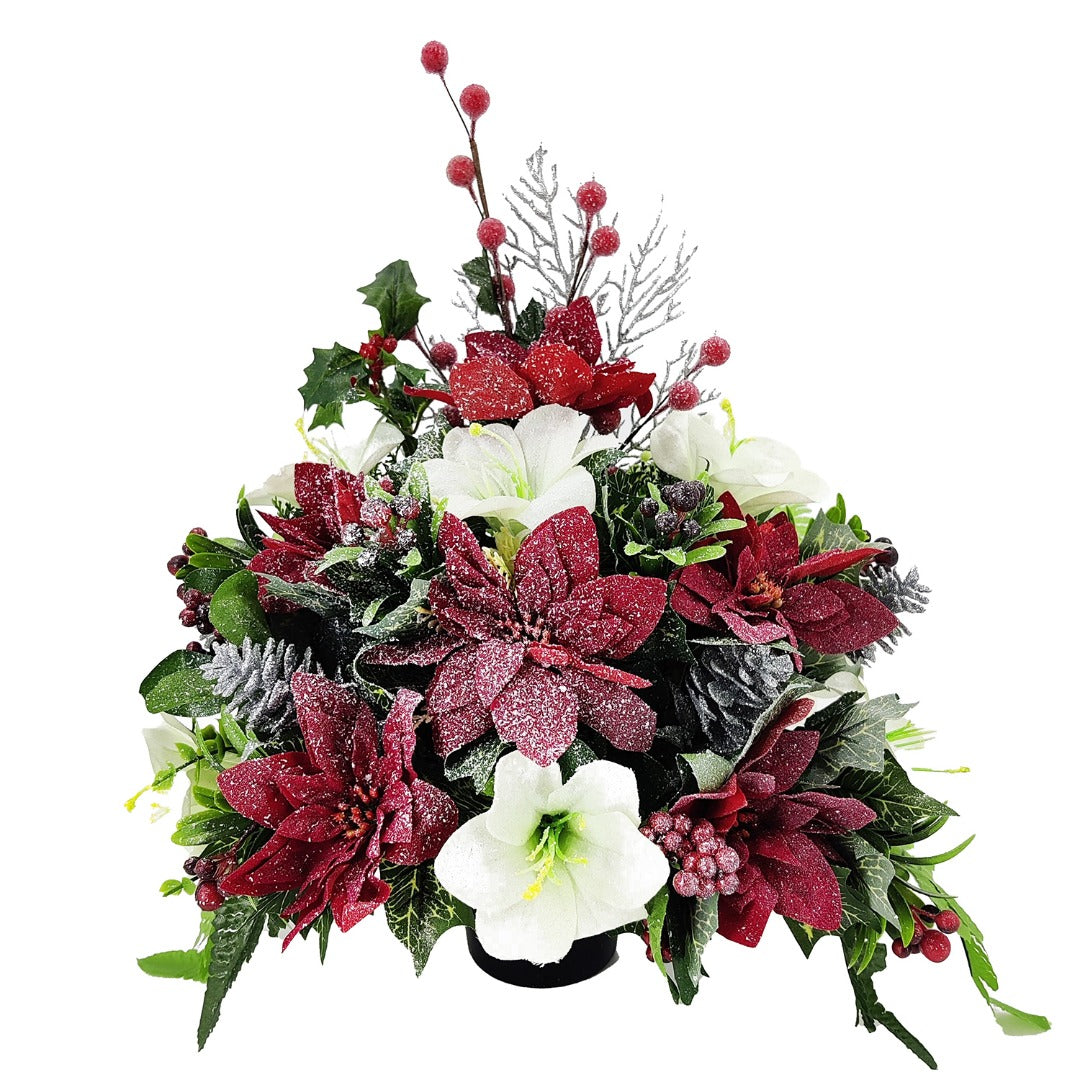 Aubin Christmas Red Poinsettia Artificial Flower Arrangement