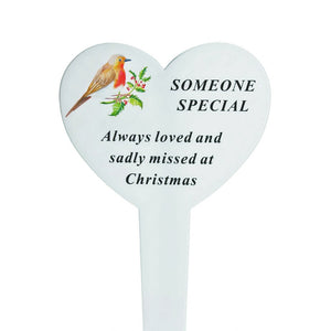 Someone Special Christmas Robin Memorial Heart Stake