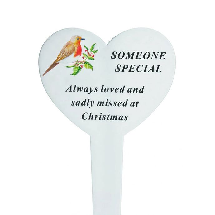 Someone Special Christmas Robin Memorial Heart Stake