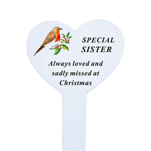 Special Sister Christmas Robin Memorial Heart Stake