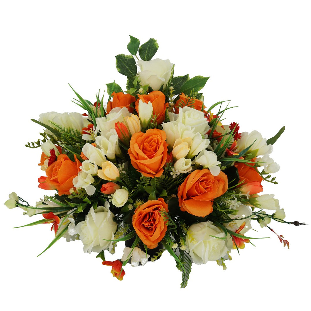 Lucille Orange White Rose Artificial Flower Arrangement