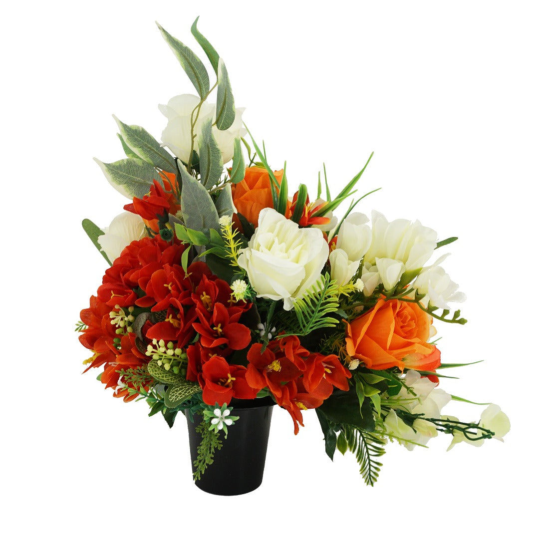 Lucille Orange White Rose Artificial Flower Arrangement