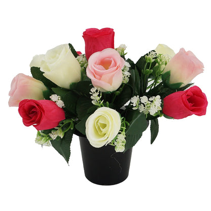 Taffy Small Pink & White Rose Artificial Flower Arrangement