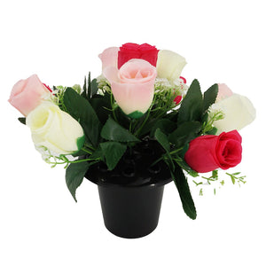 Taffy Small Pink & White Rose Artificial Flower Arrangement