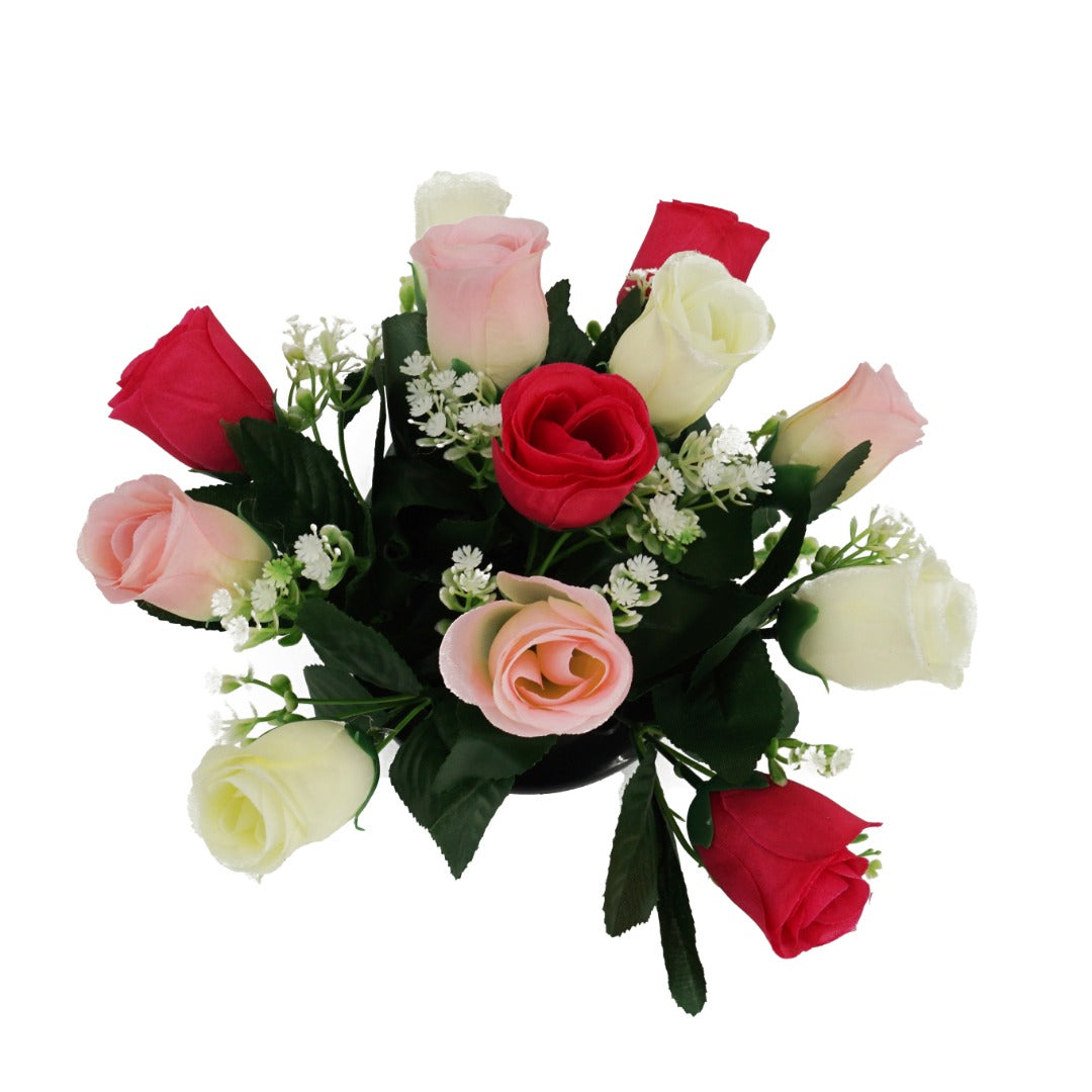 Taffy Small Pink & White Rose Artificial Flower Arrangement