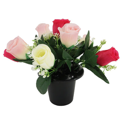 Taffy Small Pink & White Rose Artificial Flower Arrangement