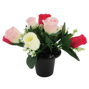 Taffy Small Pink & White Rose Artificial Flower Arrangement