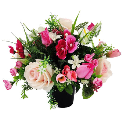 Mia Pink Rose Artificial Flower Memorial Arrangement