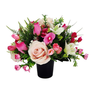 Mia Pink Rose Artificial Flower Memorial Arrangement
