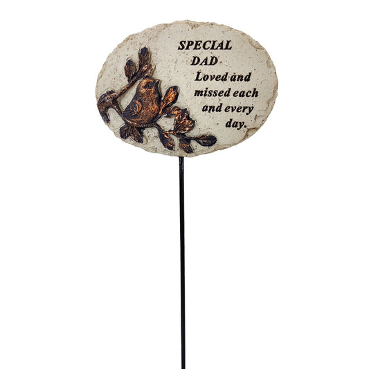 Special Dad Loved and Missed Robin Bird Memorial Tribute Stick
