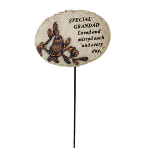 Special Grandad Loved and Missed Robin Bird Memorial Tribute Stick Graveside Plaque