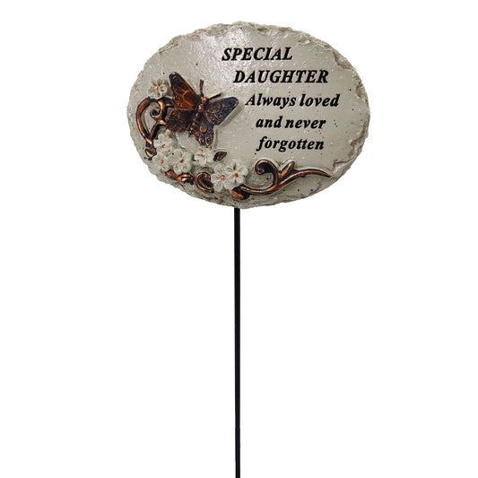 Special Daughter gold butterfly memorial tribute stick