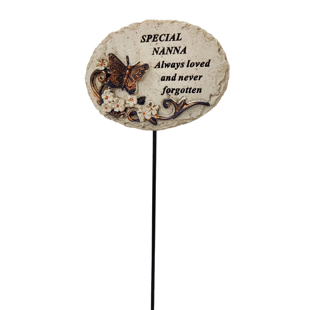 Special Nanna gold butterfly memorial tribute stick