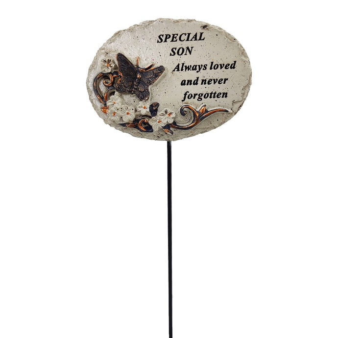 Special Son Always Loved Butterfly Memorial Tribute Stick Graveside Plaque