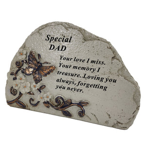 Special Dad Flower & Butterfly Memorial Graveside Stone Shaped Plaque Ornament