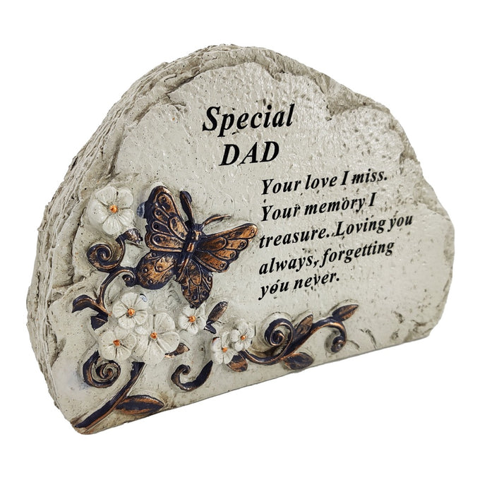 Special Dad Flower & Butterfly Memorial Graveside Stone Shaped Plaque Ornament