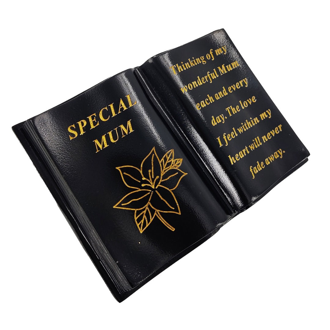 Special Mum Gold Lily Flower Graveside Black Book Memorial Ornament