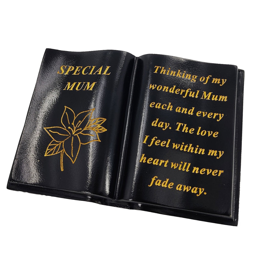 Special Mum Gold Lily Flower Graveside Black Book Memorial Ornament