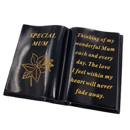 Special Mum Gold Lily Flower Graveside Black Book Memorial Ornament