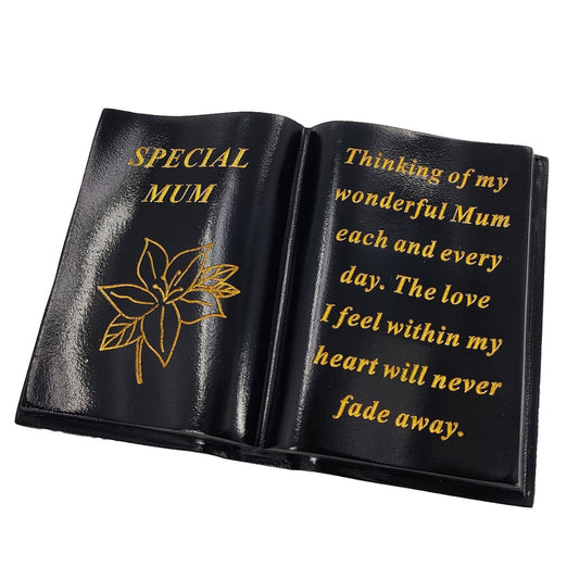 Special Mum Gold Lily Flower Graveside Black Book Memorial Ornament