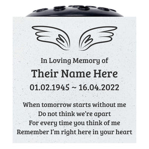 Personalised Engraved Angel Wings When Tomorrow Starts Without Me Grave Memorial Flower Pot Vase