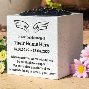 Personalised Engraved Angel Wings When Tomorrow Starts Without Me Grave Memorial Flower Pot Vase