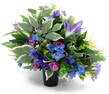 Load image into Gallery viewer, Fadie Large Purple Freesia Lily Artificial Flower Graveside Cemetery Memorial Arrangement