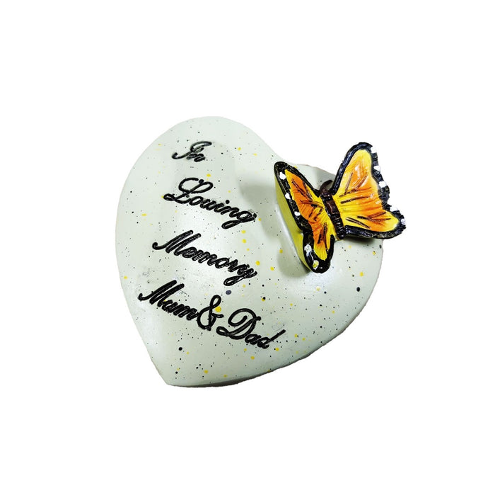 Loving Memory Mum and Dad Graveside Memorial Butterfly Heart Grave Plaque Ornament Decoration