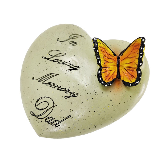Loving Memory Dad Memorial Butterfly Heart Grave Plaque (18cm)