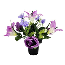 Load image into Gallery viewer, Purple Rose Lily Alstroemeria Artificial Flower Memorial Arrangement