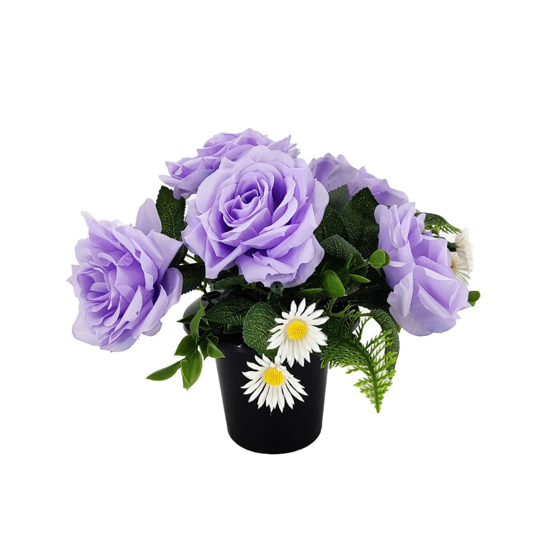 Jolene Lilac Purple Rose Daisy Artificial Flower Memorial Arrangement