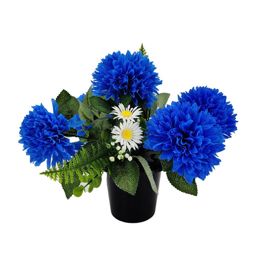 Bobby Blue Chrysanthemum Daisy Graveside Memorial Flower Arrangement