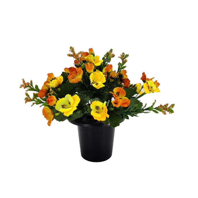 Stanley Orange Pansy Artificial Flower Memorial Arrangement