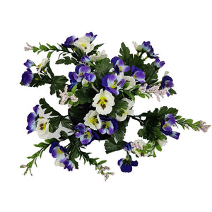 Melody Purple White Pansy Artificial Flower Memorial Arrangement
