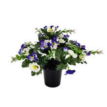 Load image into Gallery viewer, Melody Purple White Pansy Artificial Flower Memorial Arrangement