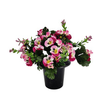 Load image into Gallery viewer, Kaia Pink Pansy Artificial Flower Memorial Arrangement