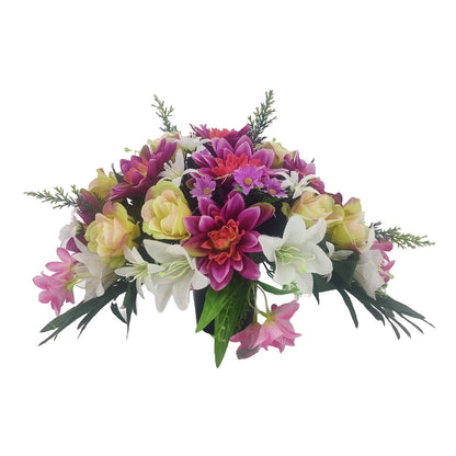 Rosa Purple Pink Dahlia Rose Artificial Flower Arrangement