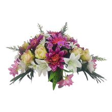 Load image into Gallery viewer, Rosa Purple Pink Dahlia Rose Artificial Flower Arrangement