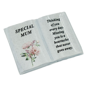 Special Mum Pink Peony Flower Graveside Book Ornament
