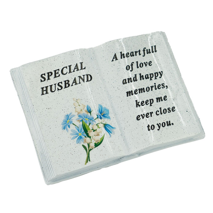 Special Husband Blue Flower Graveside Book Ornament