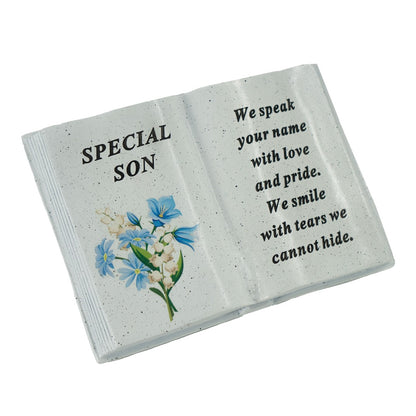 Special Son Blue Flower Graveside Book Ornament