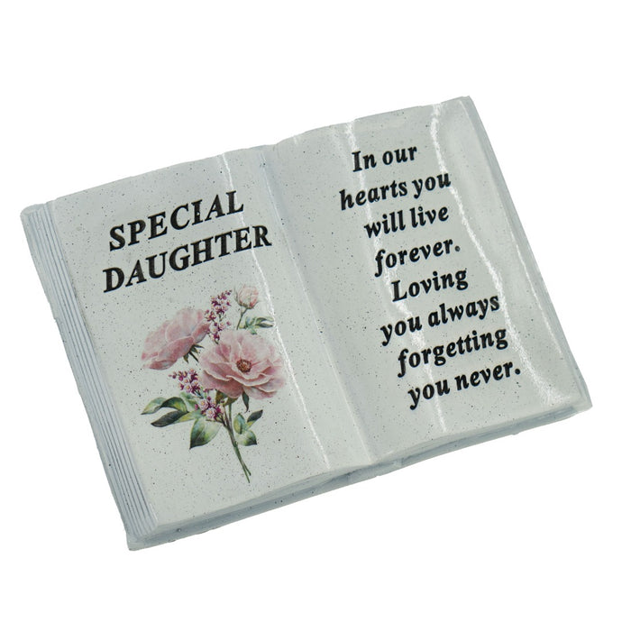 Special Daughter Pink Peony Flower Graveside Book Ornament