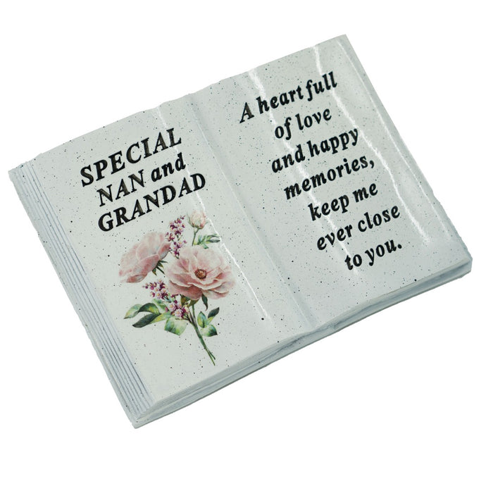 Special Nan and Grandad Pink Peony Flower Graveside Book