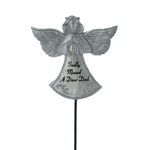 Sadly Missed Dad Silver Guardian Angel Memorial Tribute Stick